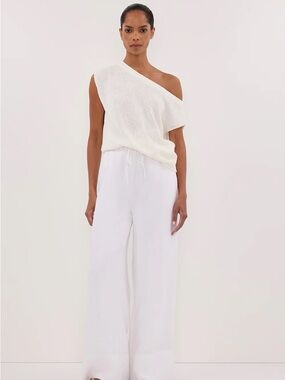 DISSH White Wide-Leg Drawstring Pants